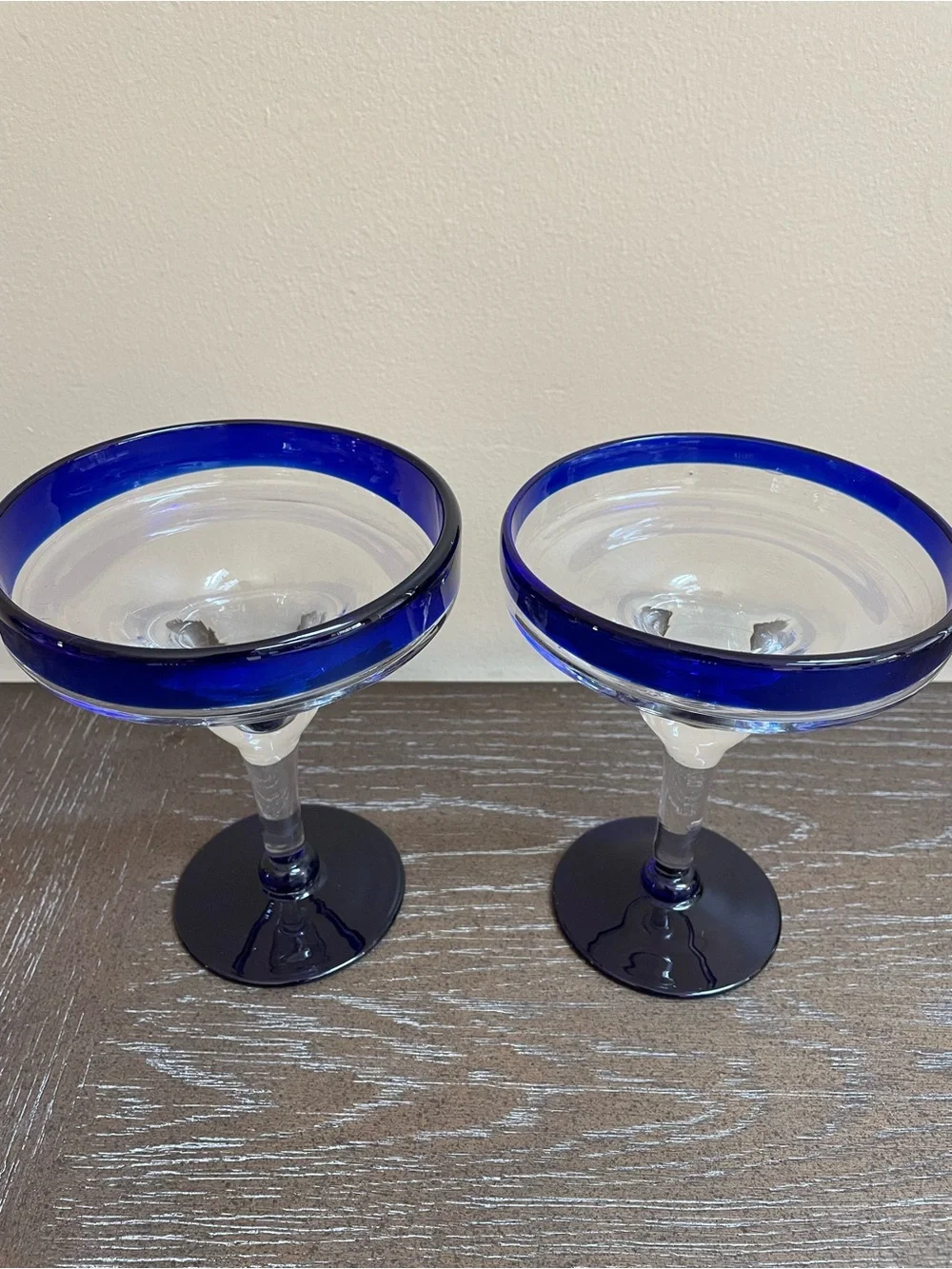 🏝️🍹NEW! Set of 2 Cobalt Blue Rim Margarita Glasses🍹🏝️
